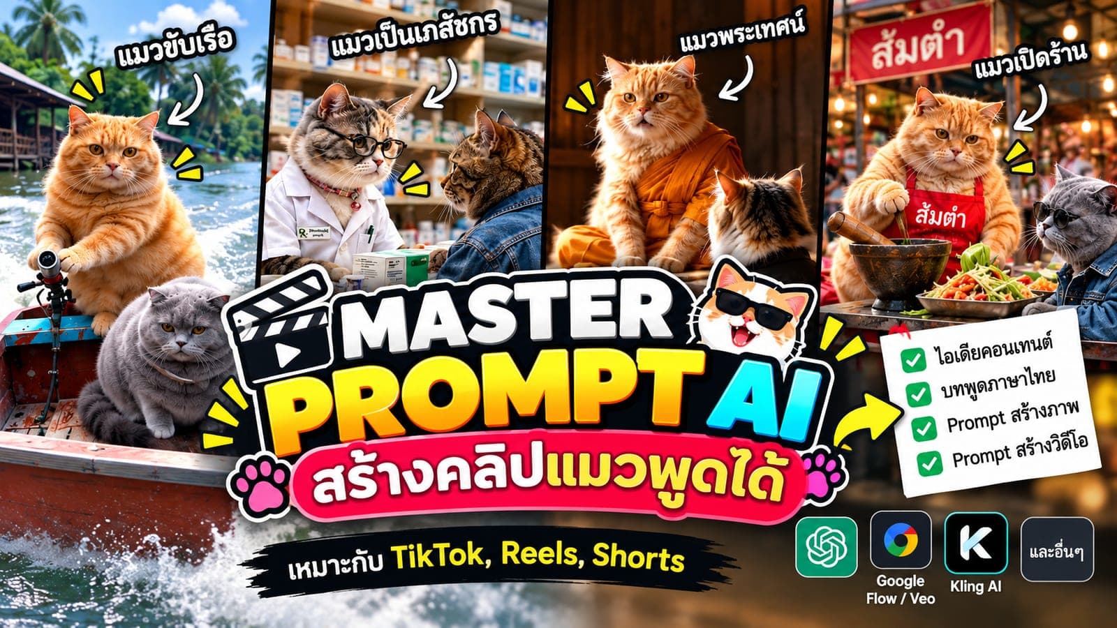 Prompt สร้างคลิปแมวพูด